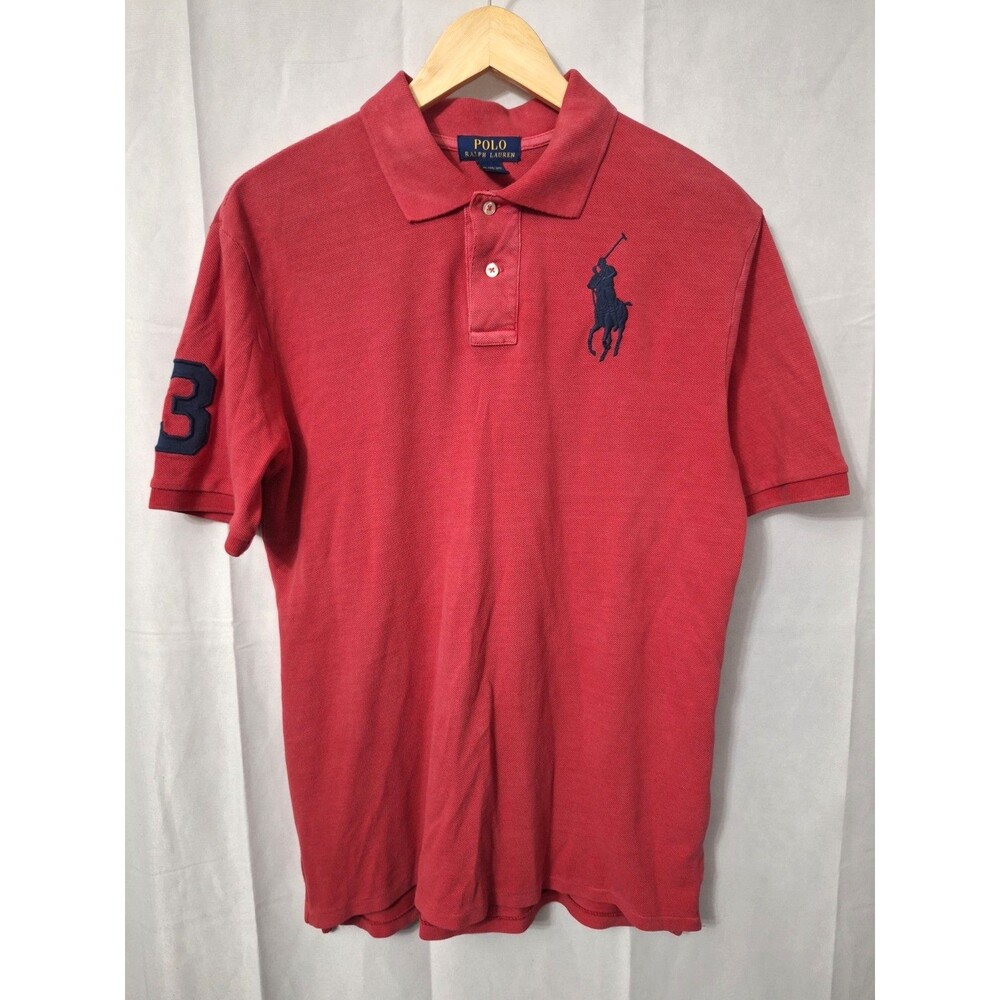 Ralph Lauren Boy's Big Pony Cotton Mesh Knit Polo Shirt Sz XL 18-20 Red Preppy